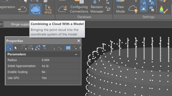 Combining a point cloud with a model